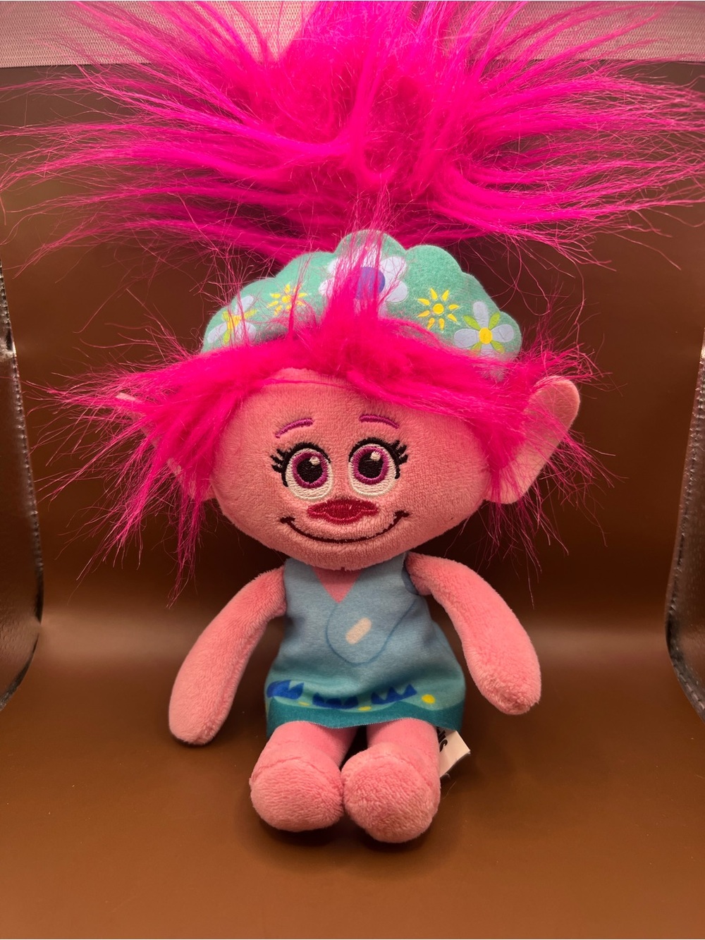 Pink Troll Plush Doll with Blue Dress - World Tour